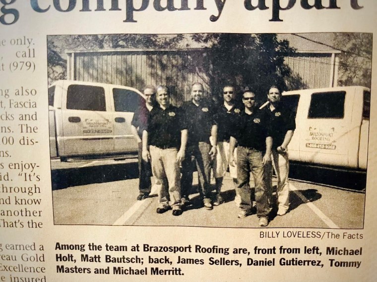 Brazosport Roofing, LLC employess on the local newspaper